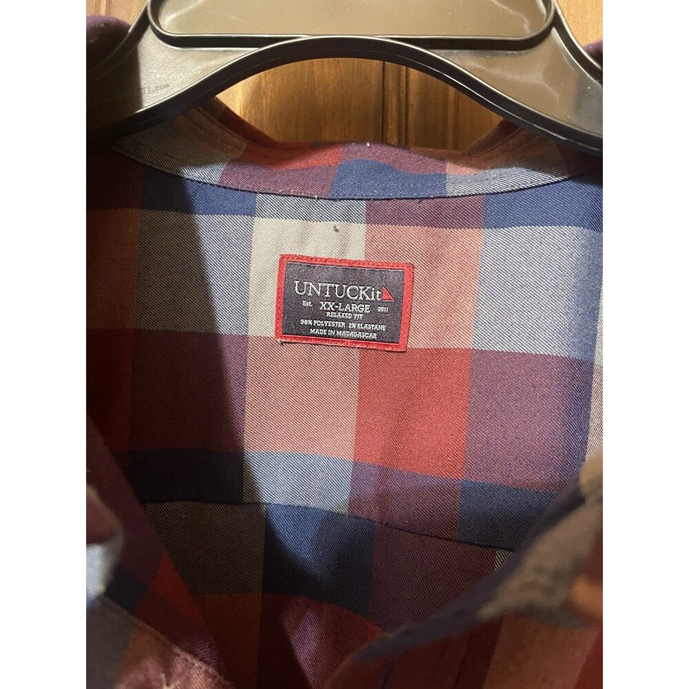 UNTUCKit Piemonte Plaid Relaxed Fit Long Sleeve Button-Up Shirt Mens XXL Red - Picture 2 of 4
